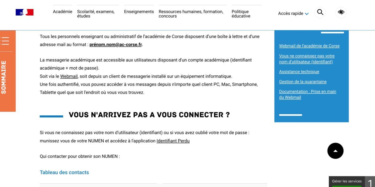¿Cómo uso el sistema de mensajería de la Académie de Corse?