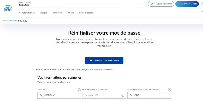 ¿Cómo cambio mi contraseña en Banque Postale?