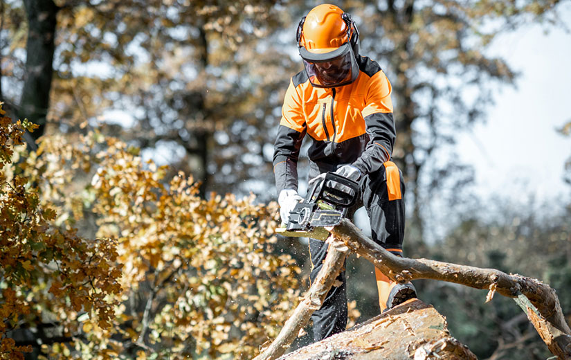 Protégete adecuadamente cuando trabajes como leñador