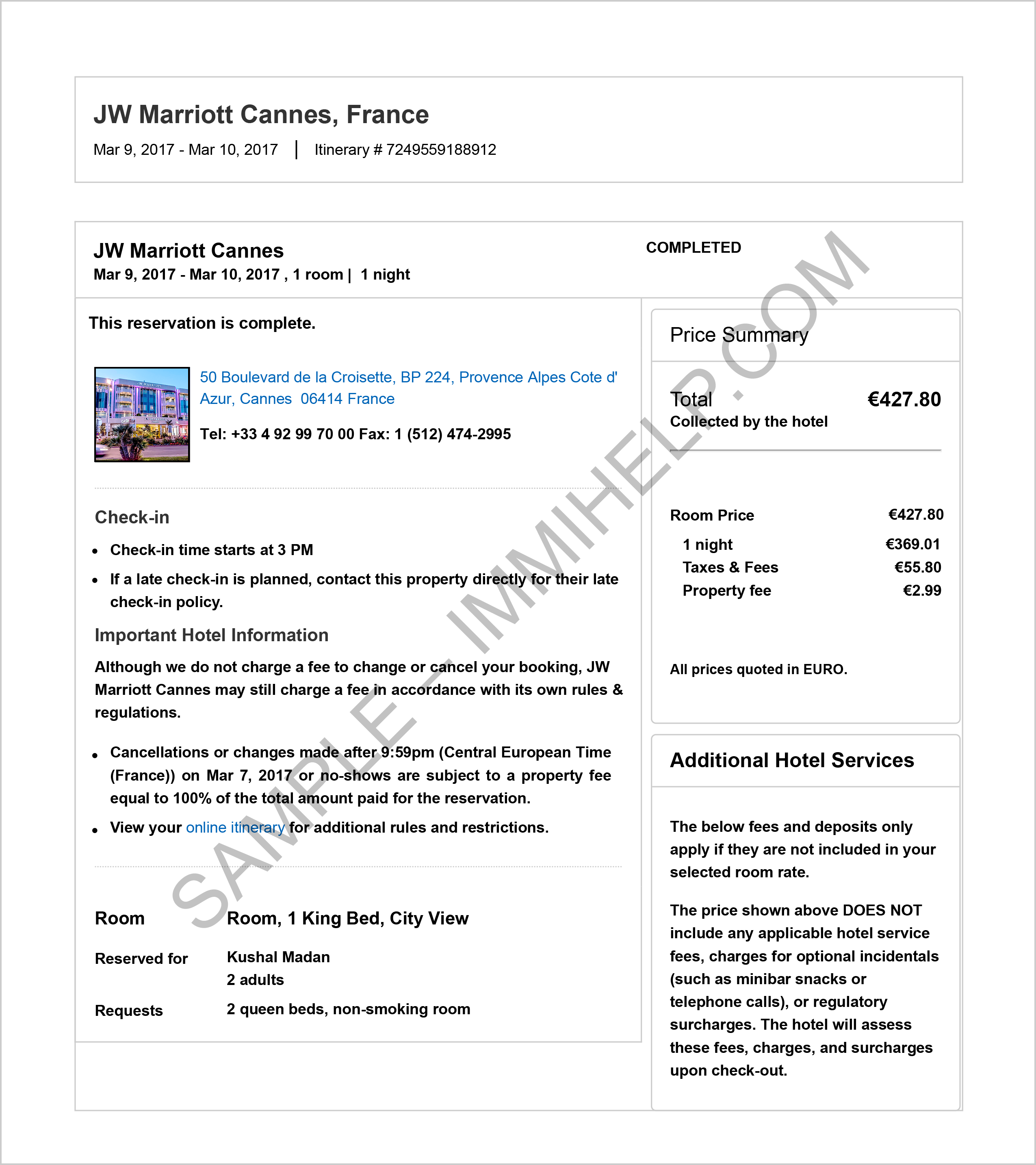 Modelo de carta gratuita para un certificado de alojamiento